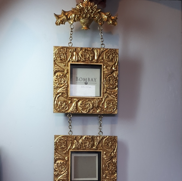 Bombay Other - Vintage Bombay Ornate Gold 3 Photo Hanging Frame